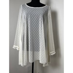 Crowned Free Women Lace Pumps Western Feminine Cottage Whimsical Blouse Cream XL